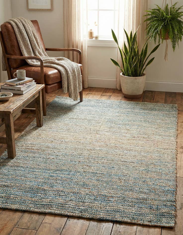 Detail image of  4' 1 x 6' 1  Hand Woven Chenille Jute Rug
