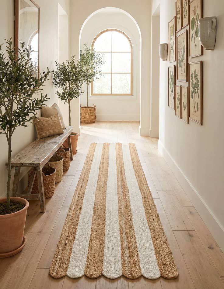 Detail image of 2' 7 x 12' Handmade Scallop Braided Jute Runner Rug