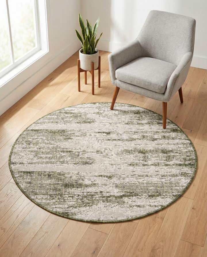 4' x 4' Easy-Clean Modern Indoor / Outdoor Round Rug
