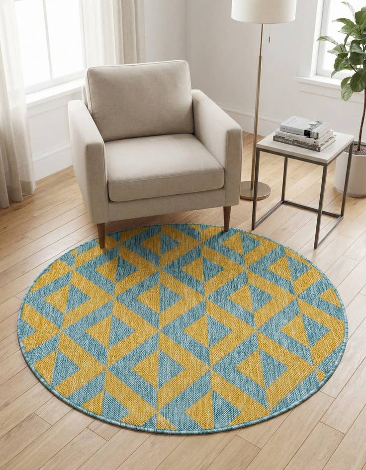 Detail image of 3' x 3' Washable Jill Zarin Napa Indoor / Outdoor Round Rug