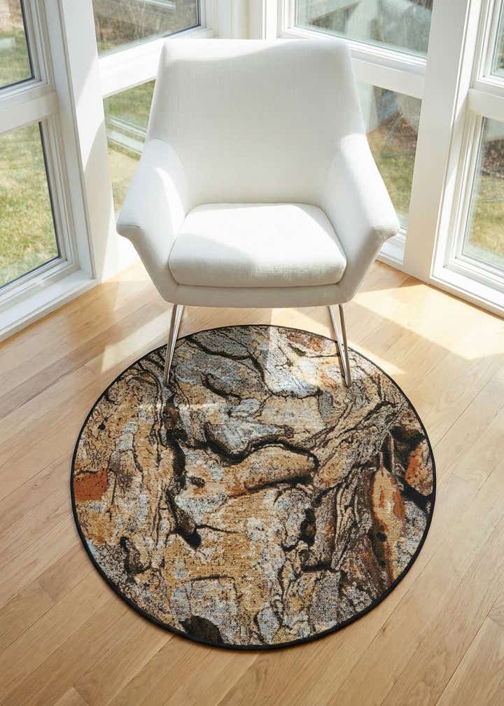 3' x 3' Easy-Clean Modern Indoor / Outdoor Round Rug