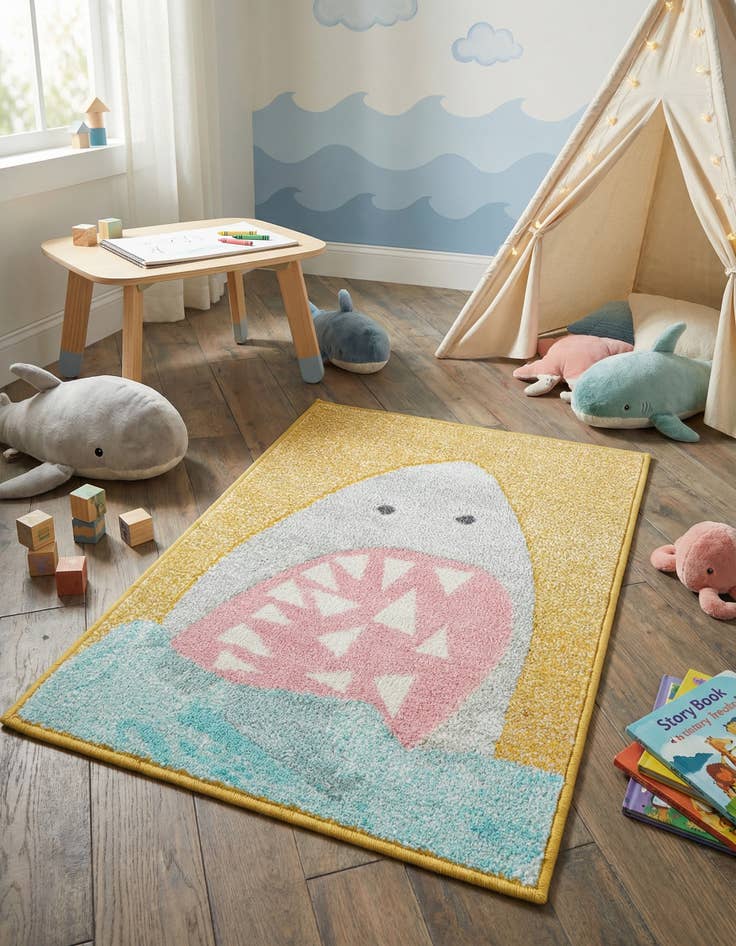 Detail image of 2' 2 x 3' 1 Shark Whimsy Kids Rug
