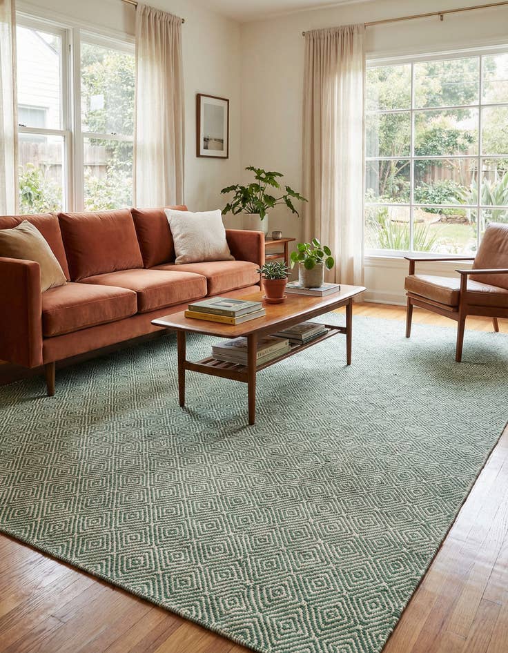 Detail image of 6' 1 x 9'  Hand Woven Geo Trellis Flatweave Rug