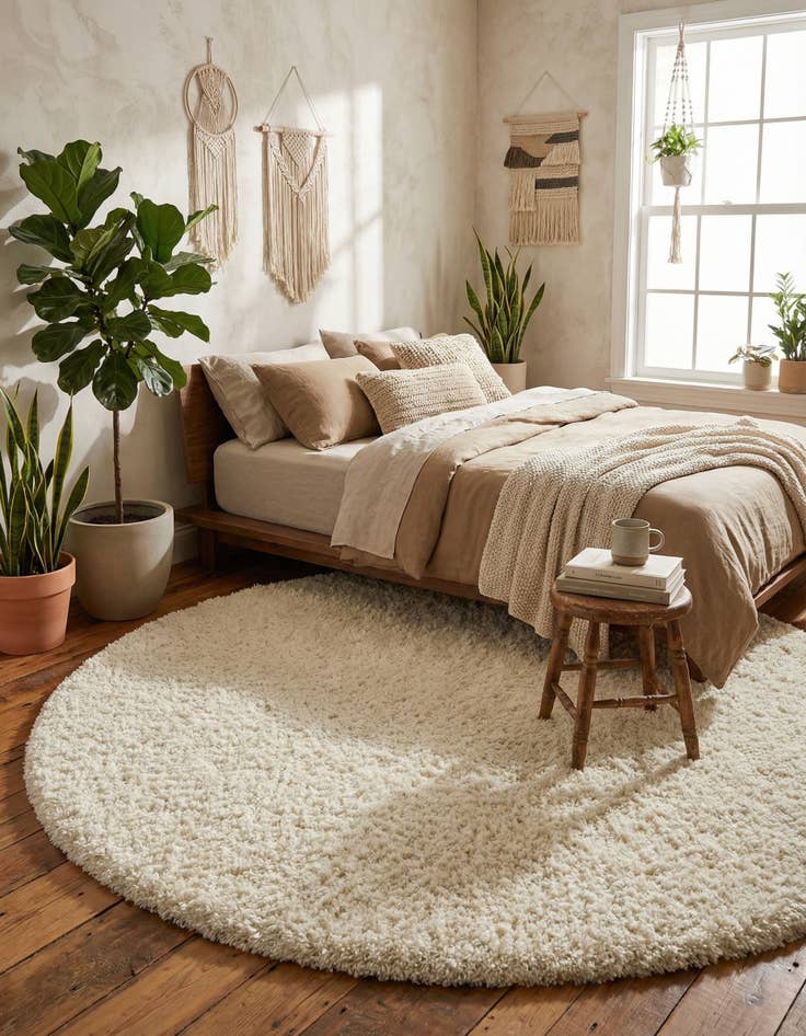 Detail image of 7' x 7' Solid Shag Round Rug