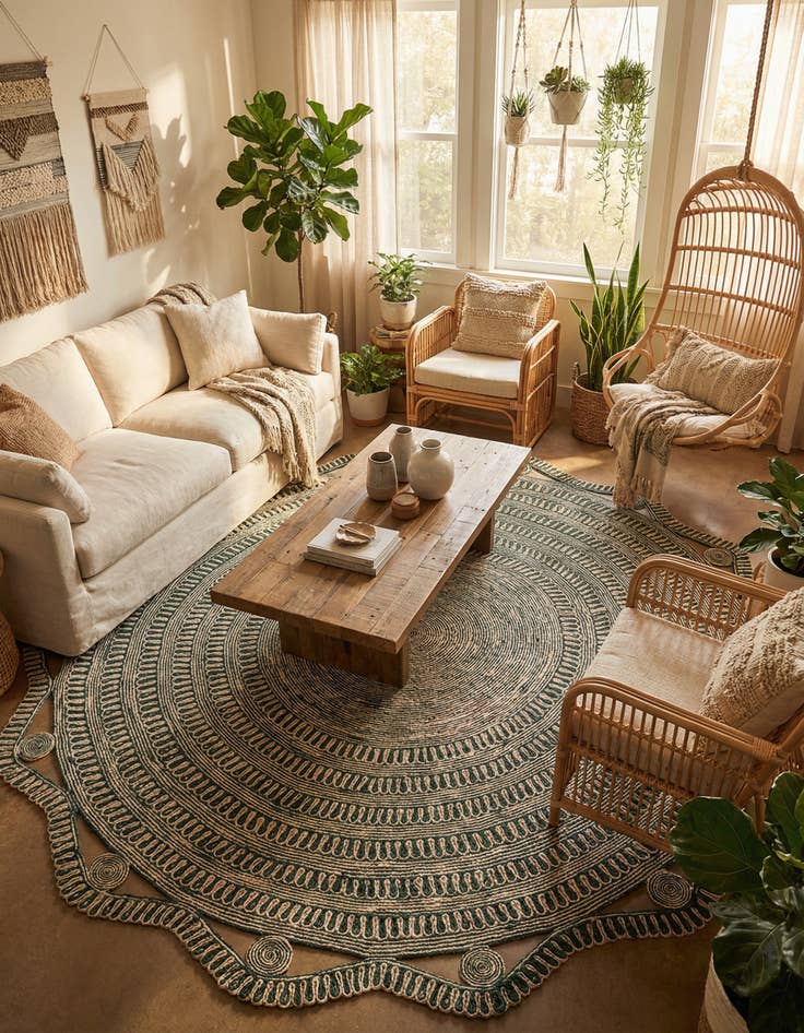 Detail image of 10' x 10' Braided Jute Round Rug