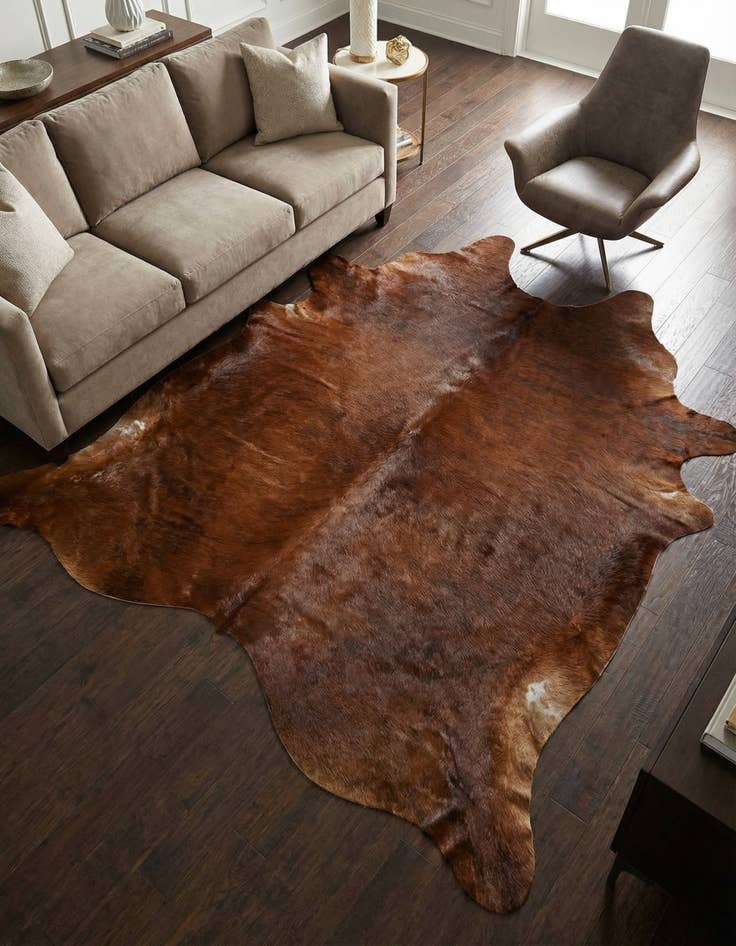 Detail image of 6' 5 x 7' 3 Cowhide Leather Square Rug