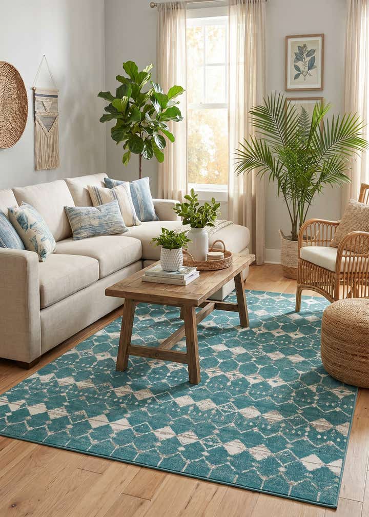 7' 10 x 10' Easy-Clean Trellis Indoor / Outdoor Rug