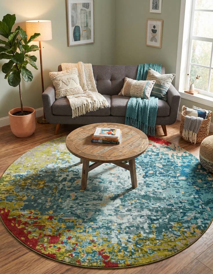 Detail image of 8' x 8' Washable Hyacinth Round Rug