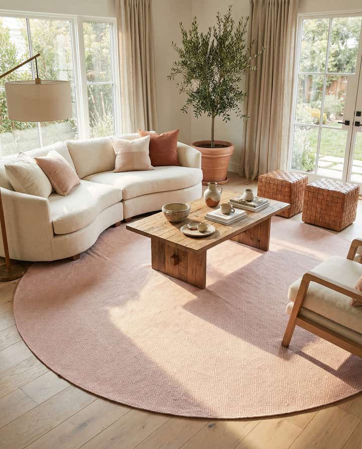 12' x 12' Hand Woven Geo Trellis Flatweave Round Rug