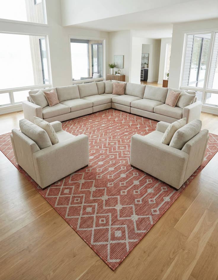 Detail image of 13' x 13' Easy-Clean Trellis Indoor / Outdoor Square Rug