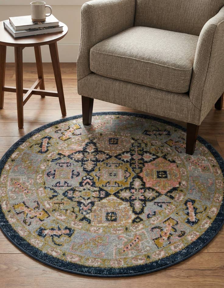 Detail image of 3' 3 x 3' 3 Kamala Washable Round Rug