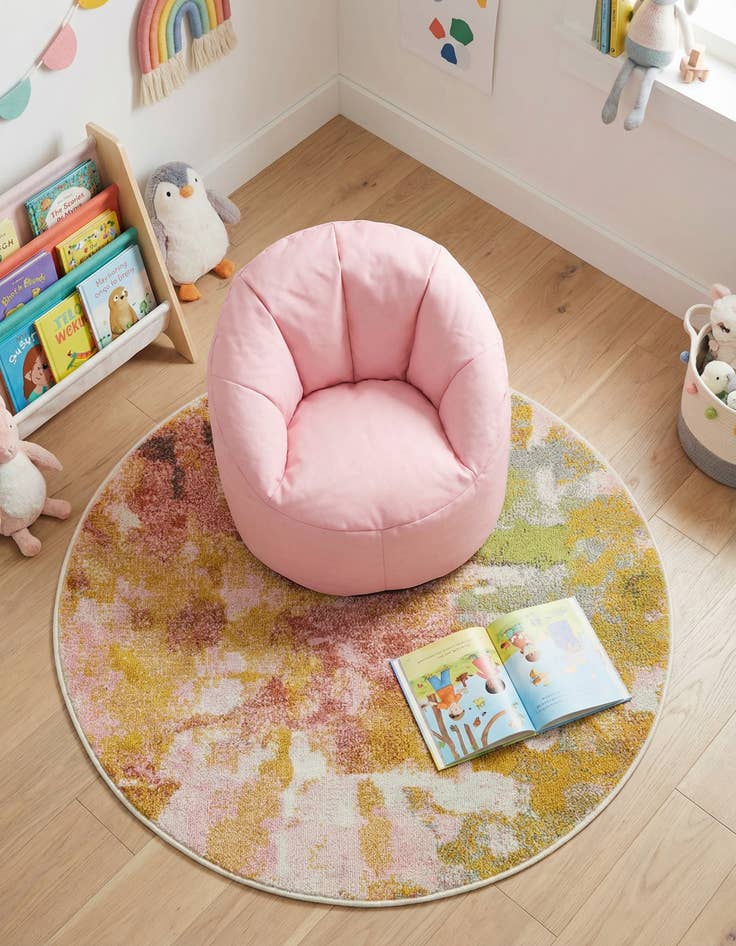 Detail image of 3' 3 x 3' 3 Abstract Whimsy Kids Round Rug