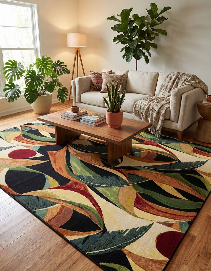 Detail image of 10' x 13' Easy-Clean Botanical Indoor / Outdoor Rug