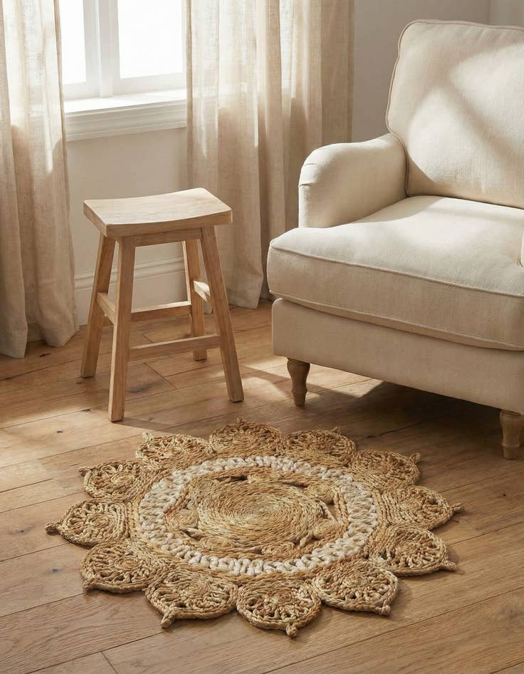 Detail image of 2' x 2'  Hand Braided Jute Round Rug