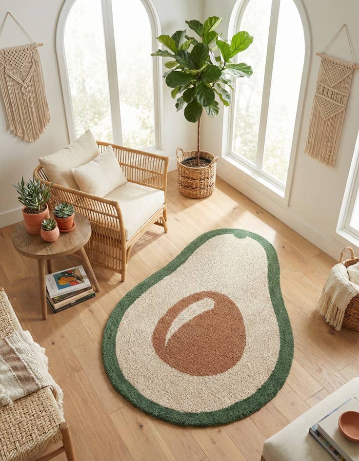 Detail image of 4' 1 x 6' 1 Handtufted Wool Freeform Rug