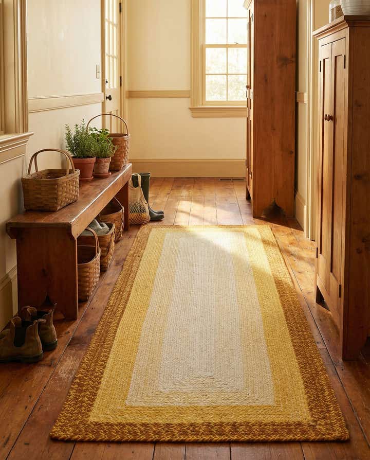 2' 7 x 8' Handmade Hand Braided Wool Runner Rug