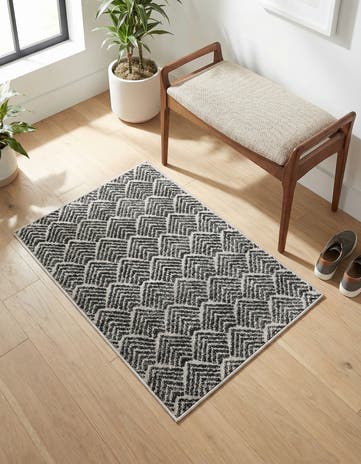 Charcoal Ivory Eco Trellis Rug