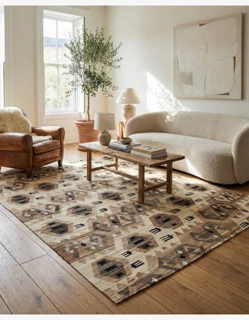 6' x 7' 3 Hand Woven Kilim Modern Wool Square Rug