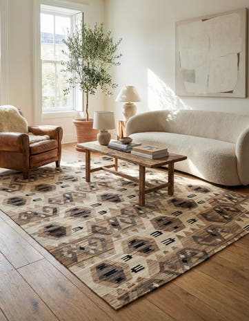 6' x 7' 3 Hand Woven Kilim Modern Wool Square Rug