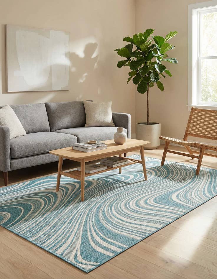 Detail image of 5' 3 x 8' Washable Modern Indoor / Outdoor Rug