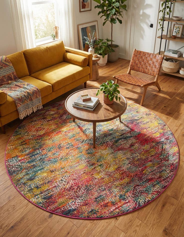 Detail image of  7' x 7'  Washable Vivid Round Rug