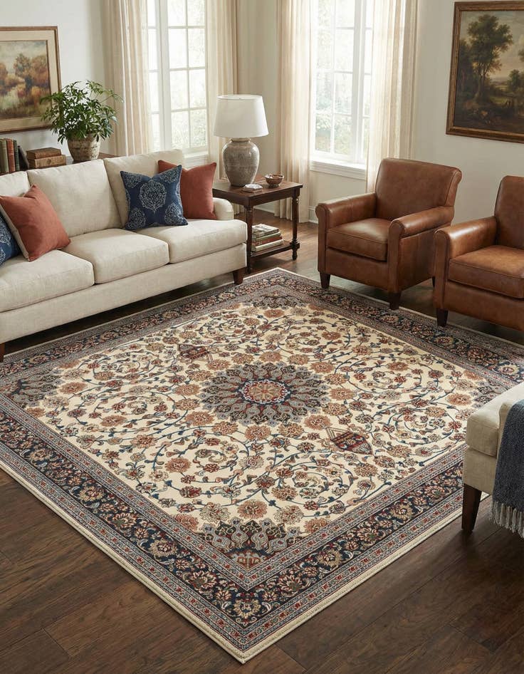 Detail image of 10' x 10' Easy-Clean Traditional Indoor / Outdoor Square Rug