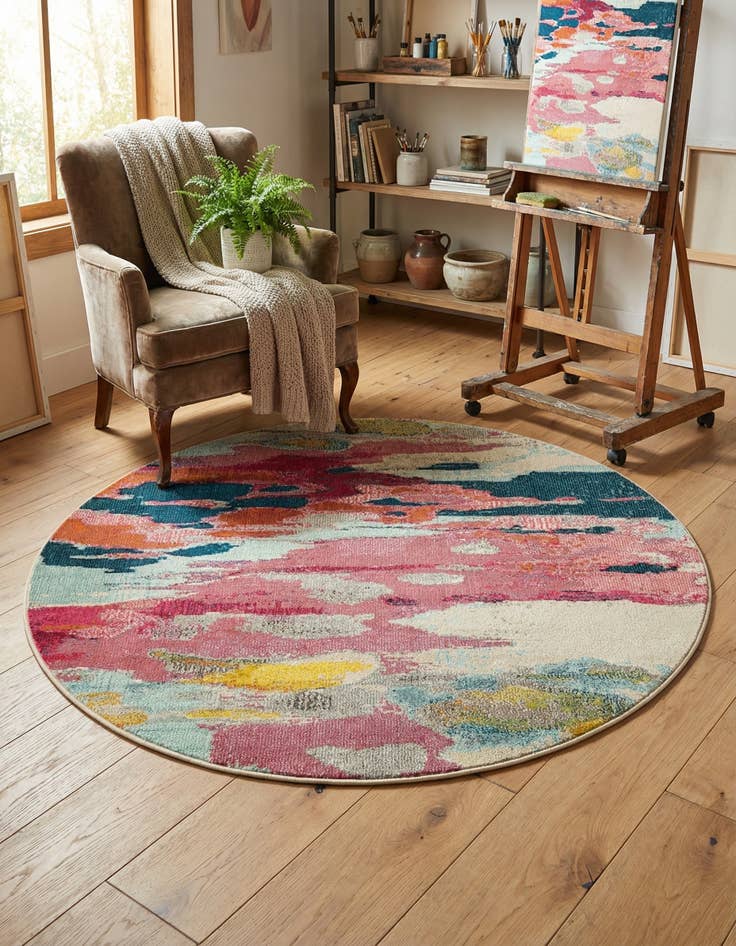 Detail image of 4' x 4'  Washable Casablanca Round Rug