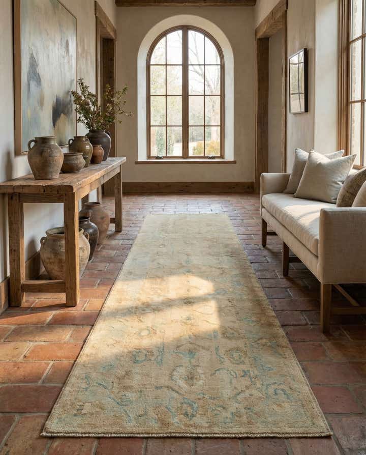 2' 10 x 9' 8 Hand Knotted Oushak Wool Runner Rug