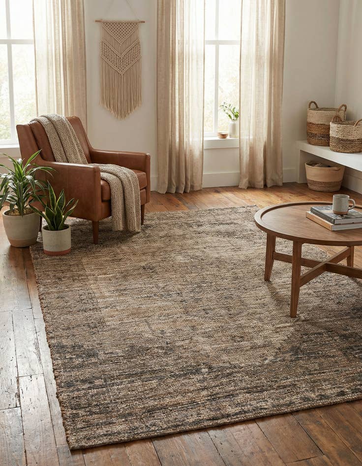 Detail image of 5' 3 x 8'  Hand Woven Chenille Jute Rug