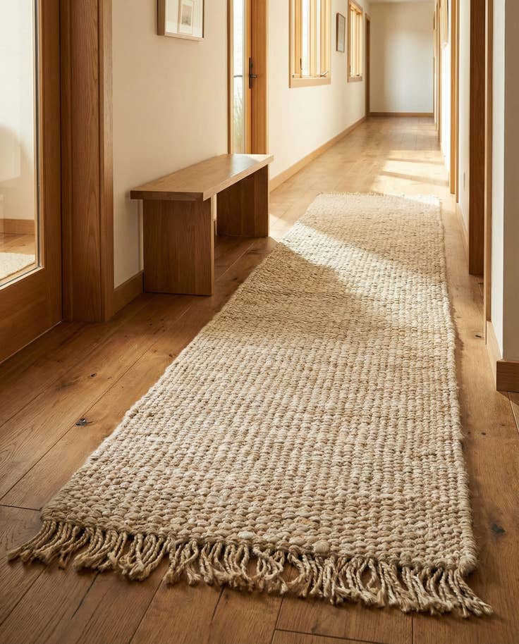 Detail image of 2' 7 x 12' Hand Woven Chunky Jute Runner Rug