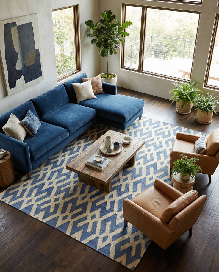 Detail image of 7' 2 x 9' 5 Hand Woven Kilim Modern Wool Rug