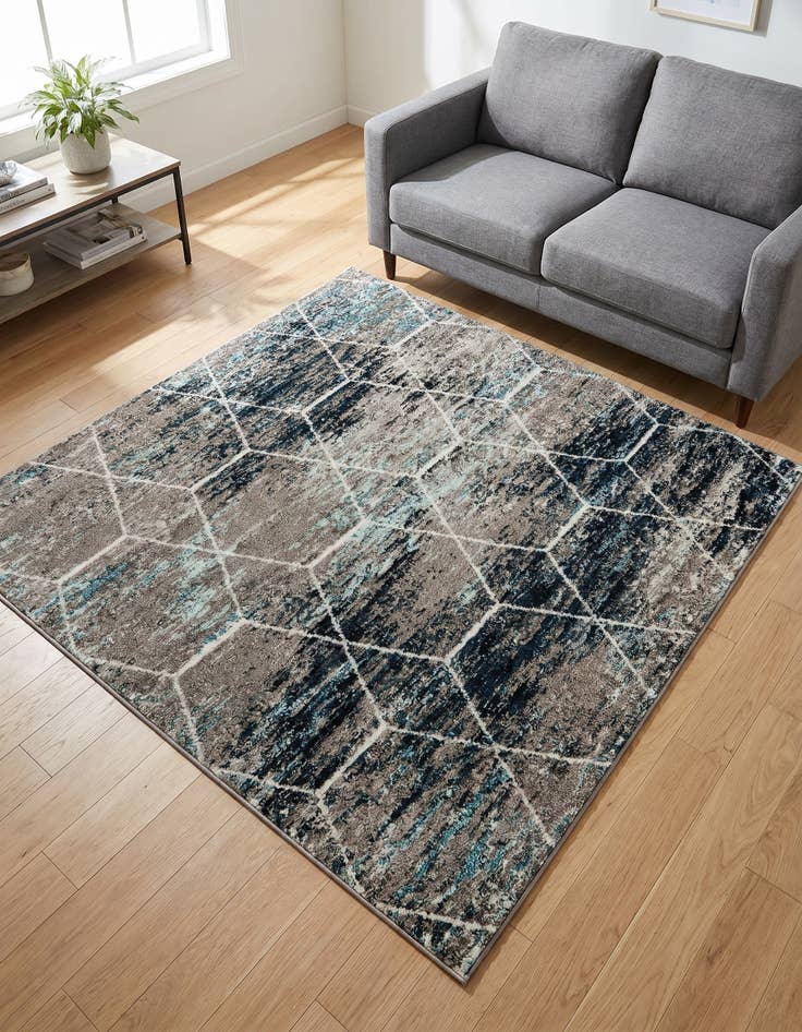Detail image of 5' 3 x 5' 3 Lattice Frieze Square Rug