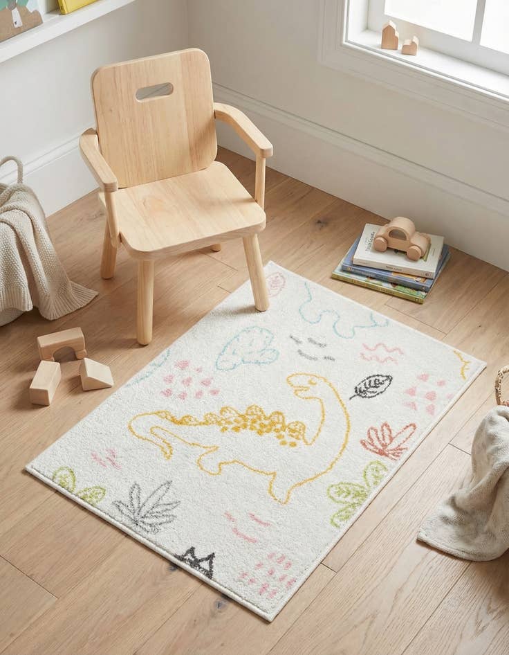 Detail image of 2' 2 x 2' 11 Dinosaur Whimsy Kids Rug
