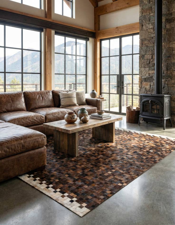 Detail image of 5' 1 x 8' Cowhide Stocks Rug