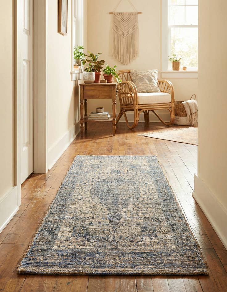 Detail image of 2' 2 x 6' 1  Hand Woven Chenille Jute Runner Rug