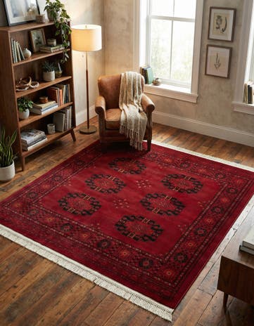 Red Bokhara Square Rug
