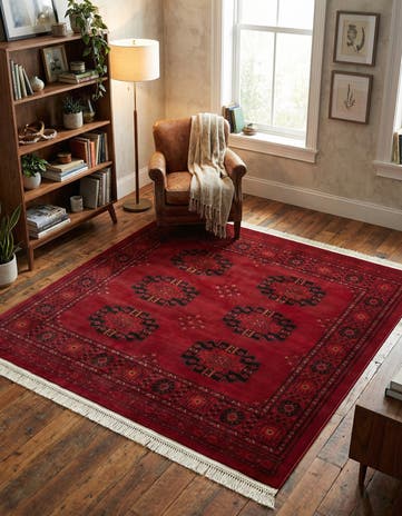 Red Bokhara Square Rug