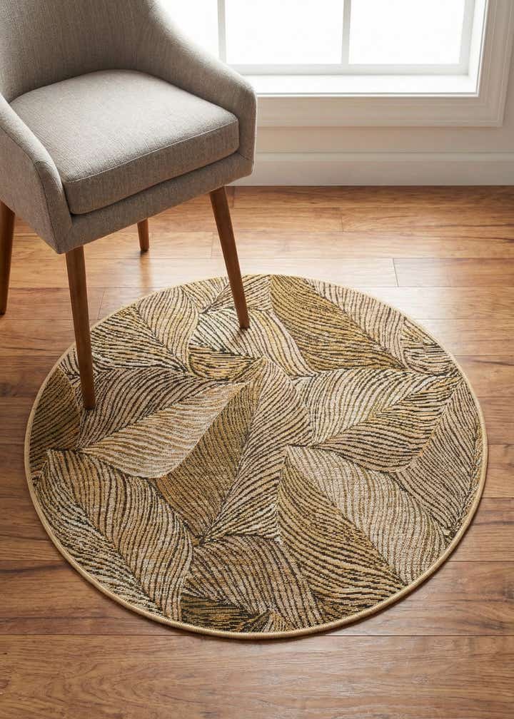 3' x 3' Easy-Clean Botanical Indoor / Outdoor Round Rug