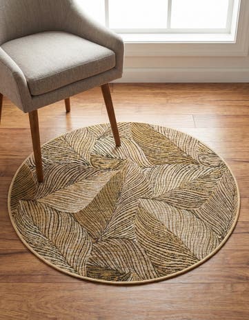 3' x 3' Easy-Clean Botanical Indoor / Outdoor Round Rug