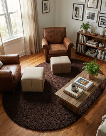 5' 3 x 8' Solid Shag Oval Rug