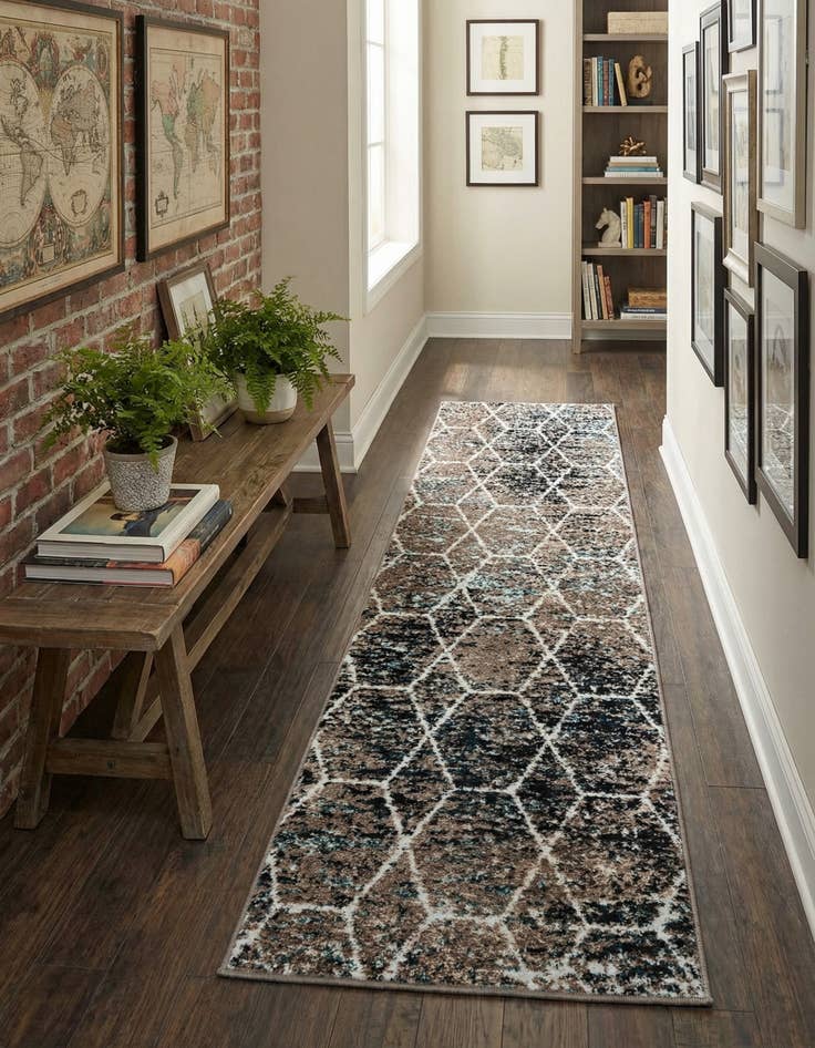 Detail image of 2' x 7' Lattice Frieze Runner Rug