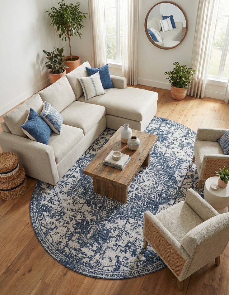 Detail image of 7' 10 x 10' Easy-Clean Jill Zarin Dubai Indoor / Outdoor Oval Rug