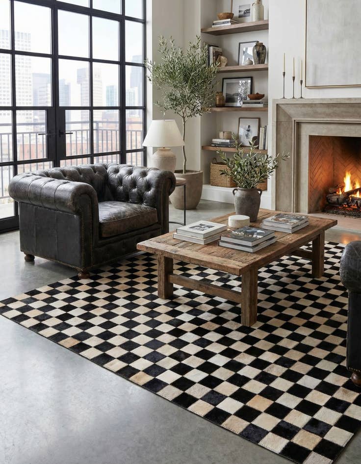 Detail image of 5' 8 x 7' 10 Cowhide Stocks Rug