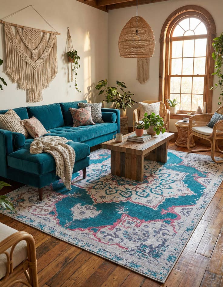 Detail image of  9' 2 x 12'  Washable Francesca Rug