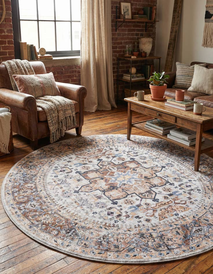 Detail image of 7' 1 x 7' 1 Washable Yara Round Rug