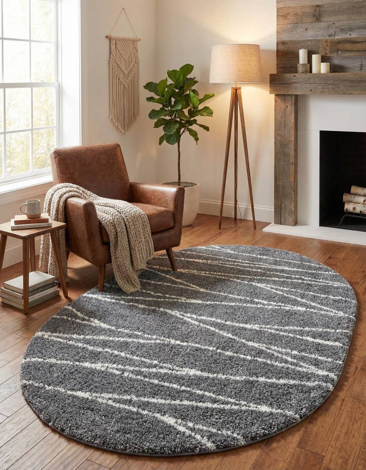 Detail image of  5' 3 x 8' Serenity Shag Oval Rug