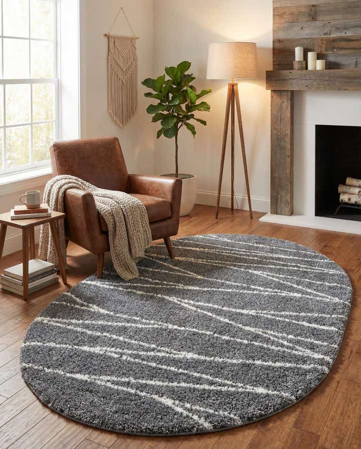 5' 3 x 8' Serenity Shag Oval Rug