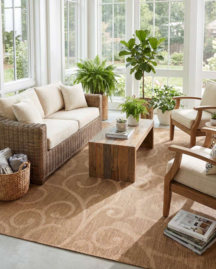 9' x 12' Easy-Clean Botanical Indoor / Outdoor Rug
