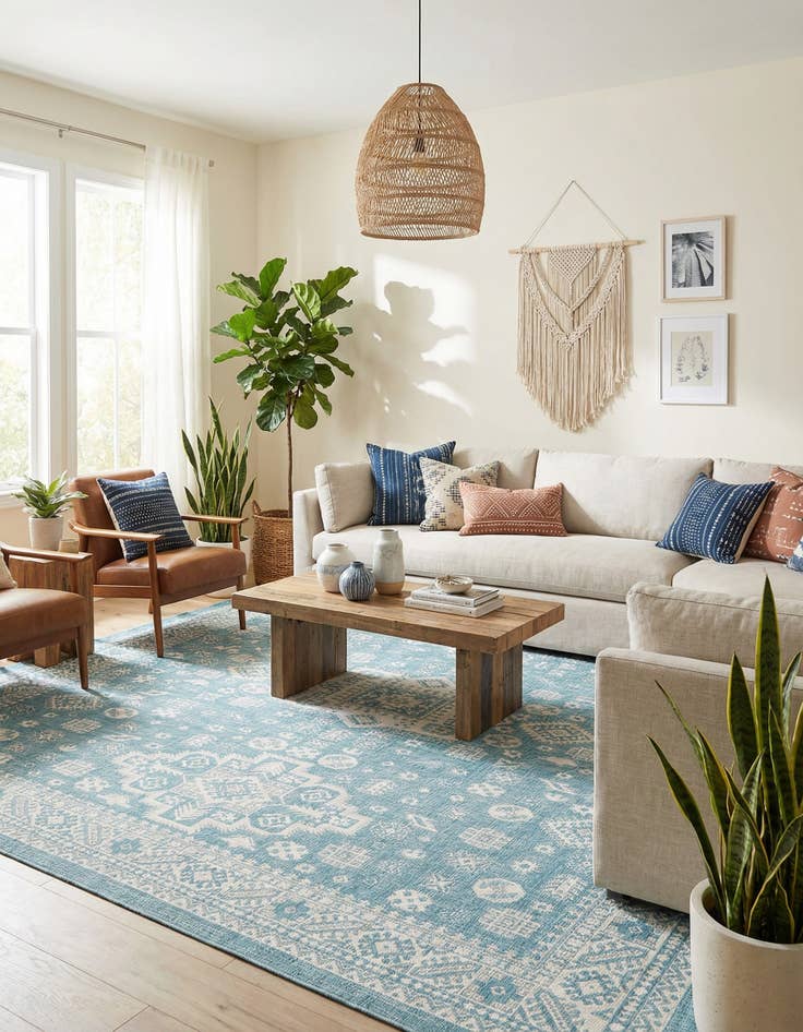 Detail image of 10' x 13' Washable Aztec Indoor / Outdoor Rug