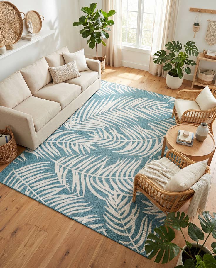 Detail image of 7' 10 x 10' Easy-Clean Botanical Indoor / Outdoor Rug